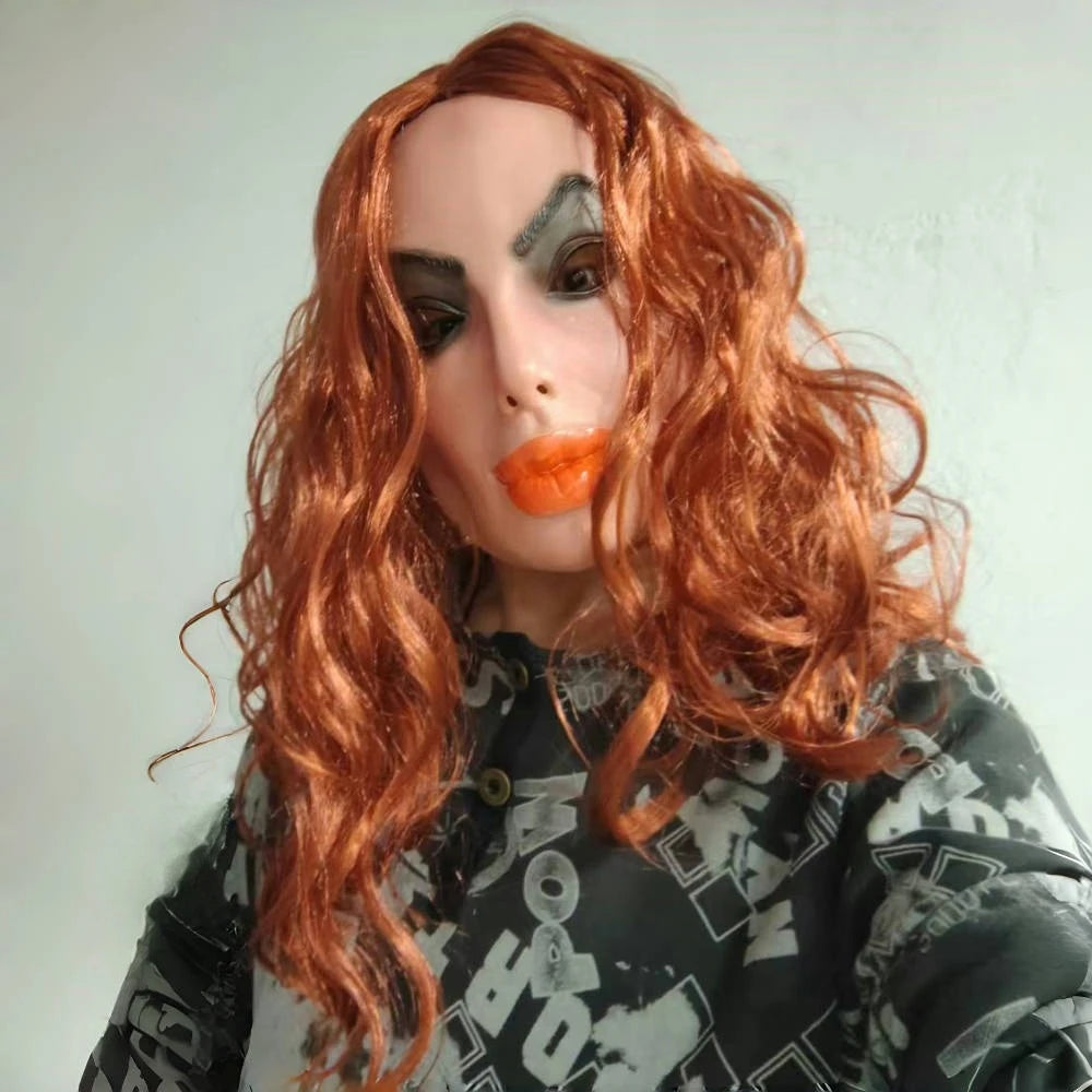 Sexy Celebrity Face Mask Actress Human Face Latex Masks Realistic Ugly Girl Disguise Theme Party Prop Head Design With Wig