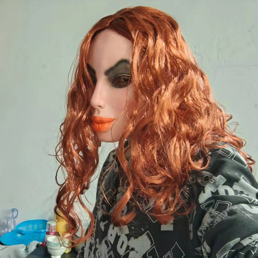 Sexy Celebrity Face Mask Actress Human Face Latex Masks Realistic Ugly Girl Disguise Theme Party Prop Head Design With Wig