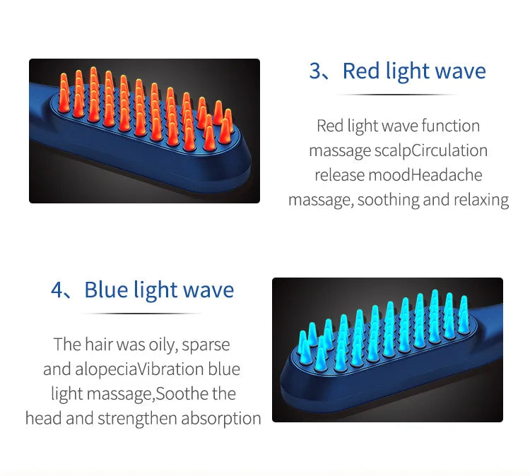 Head Massage Comb Anti Hair Loss Infrared Hair Growth Comb Vibration Scalp Massager Red Blue Light Treatment Head Scalp Massage