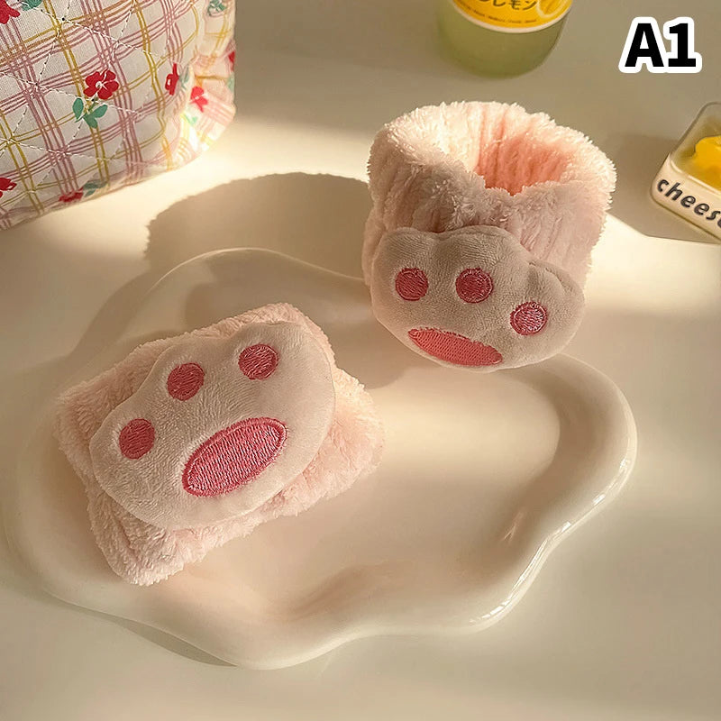 1pc Spa Headband Wristband For Washing Face Fleece Skincare Toast Hair Band Wrist Cuffs For Women Girls Makeup