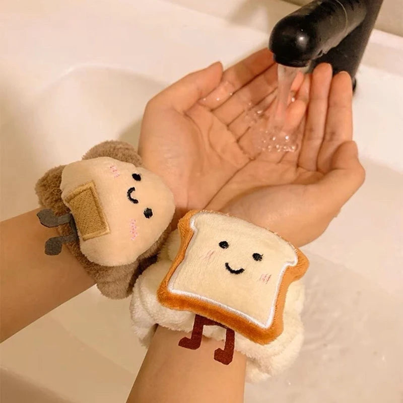 1pc Spa Headband Wristband For Washing Face Fleece Skincare Toast Hair Band Wrist Cuffs For Women Girls Makeup