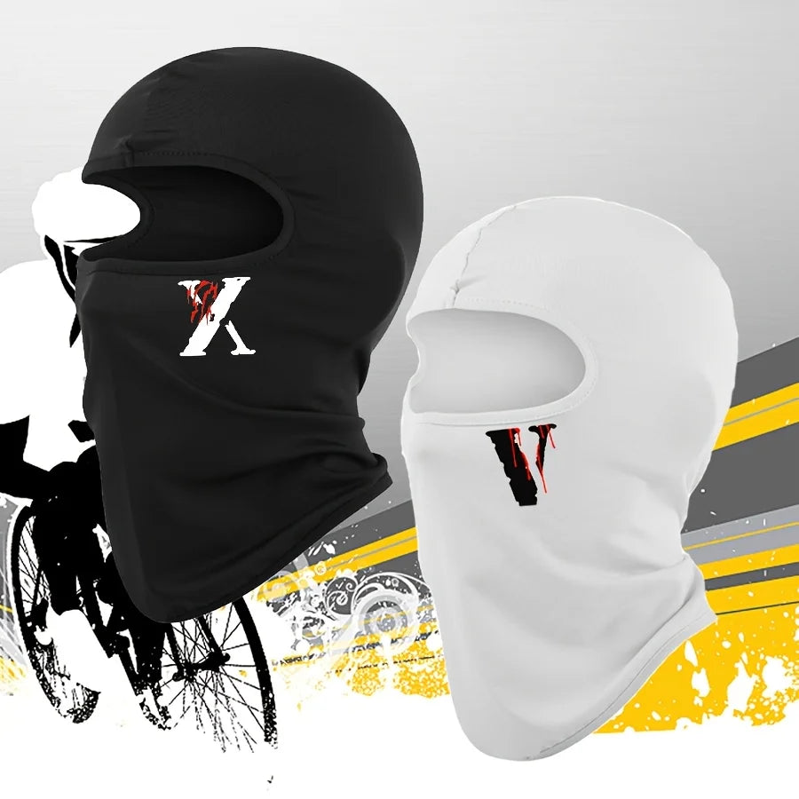2pcs Breathable Black Balaclava Face Mask - Moisture-Wicking Polyester, Perfect for Cycling, Quick-Dry Outdoor Headgear