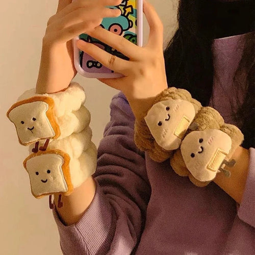 1pc Spa Headband Wristband For Washing Face Fleece Skincare Toast Hair Band Wrist Cuffs For Women Girls Makeup