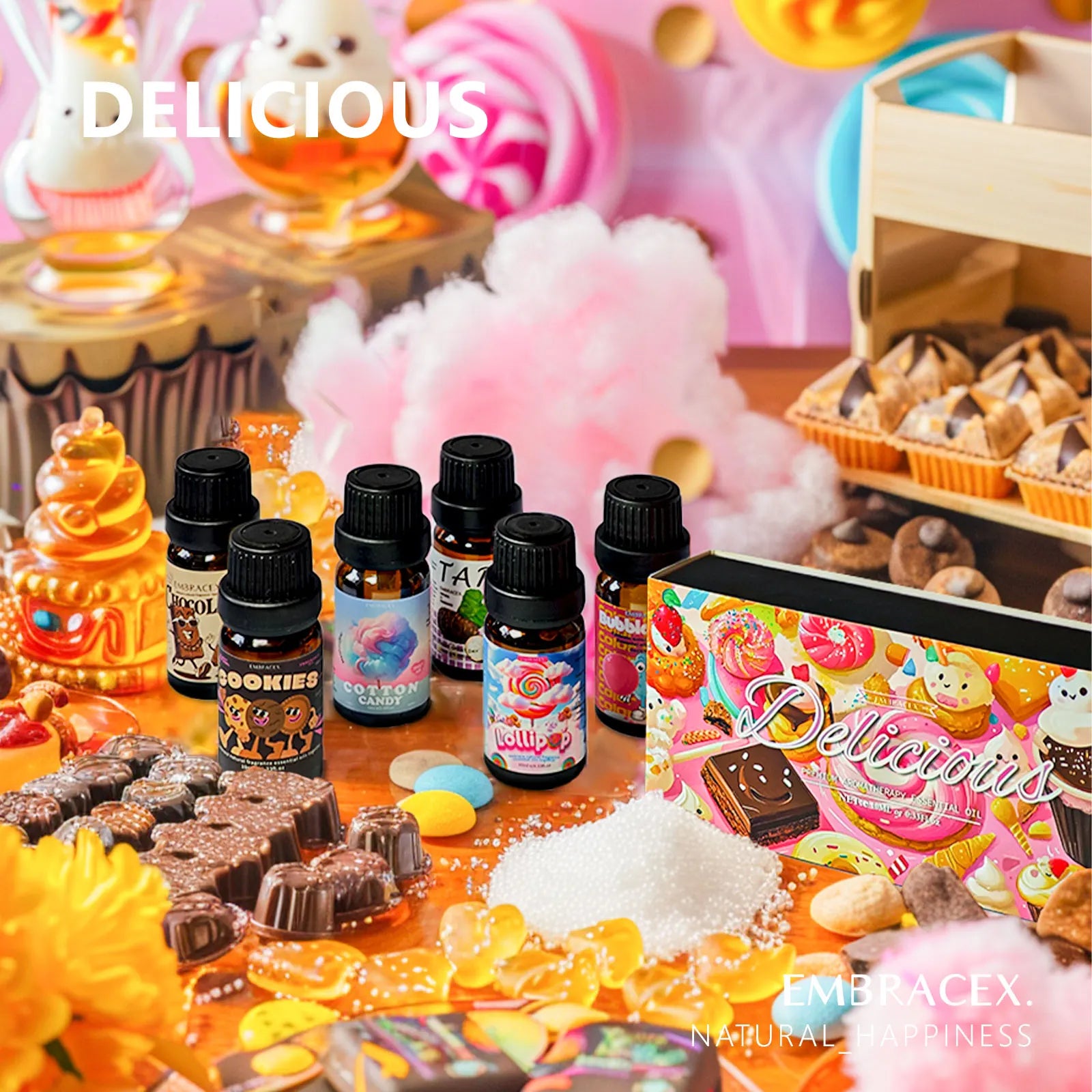 6PC/1PC 10ML Delicious Essential Oils Skincare Women Perfume Chocolate Cookies Lollipop Taro Cotton Candy Bubble Gum Sweet Gift