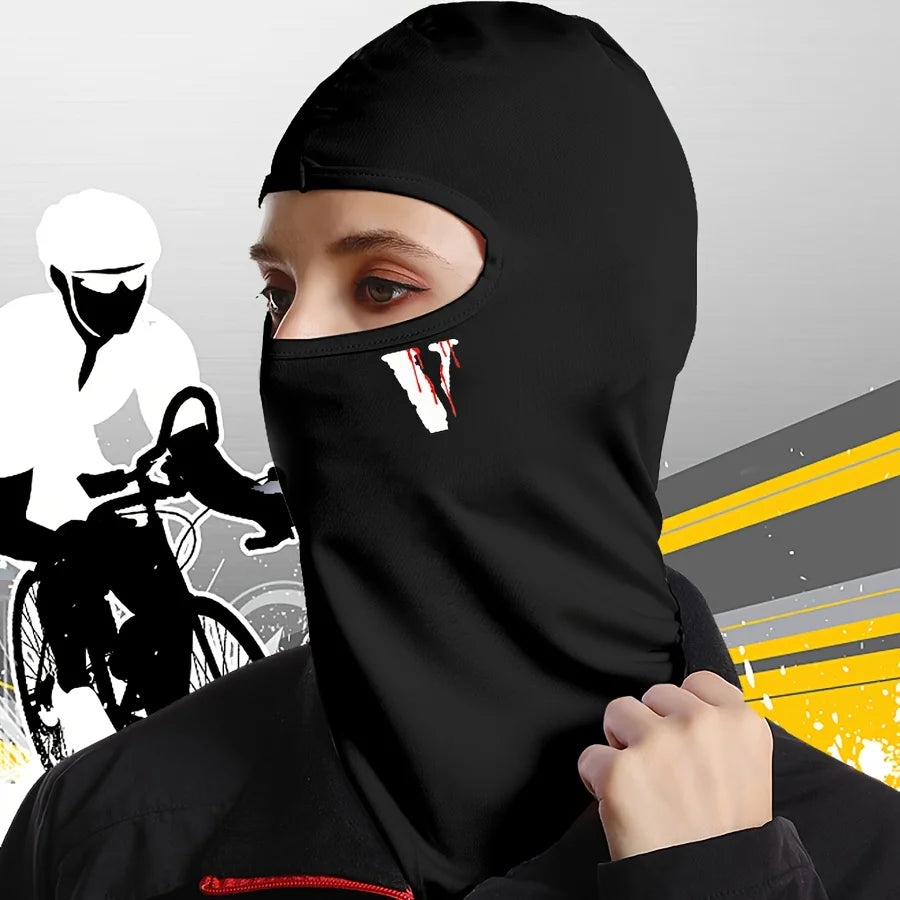 2pcs Breathable Black Balaclava Face Mask - Moisture-Wicking Polyester, Perfect for Cycling, Quick-Dry Outdoor Headgear