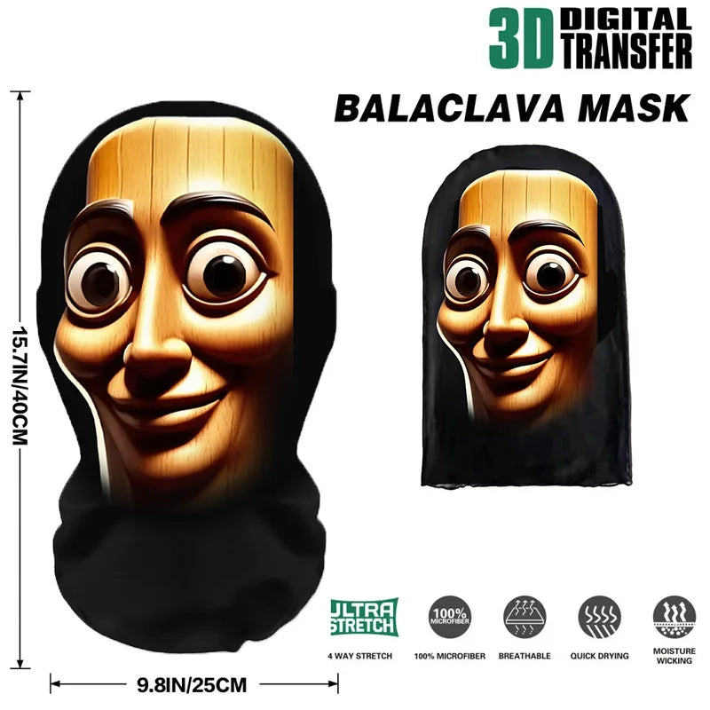 NEW 3D Printed Full Face Mask TungTungTung Sahur Mesh Mask For Men Party Supplies Funny Cosplay Props Novel