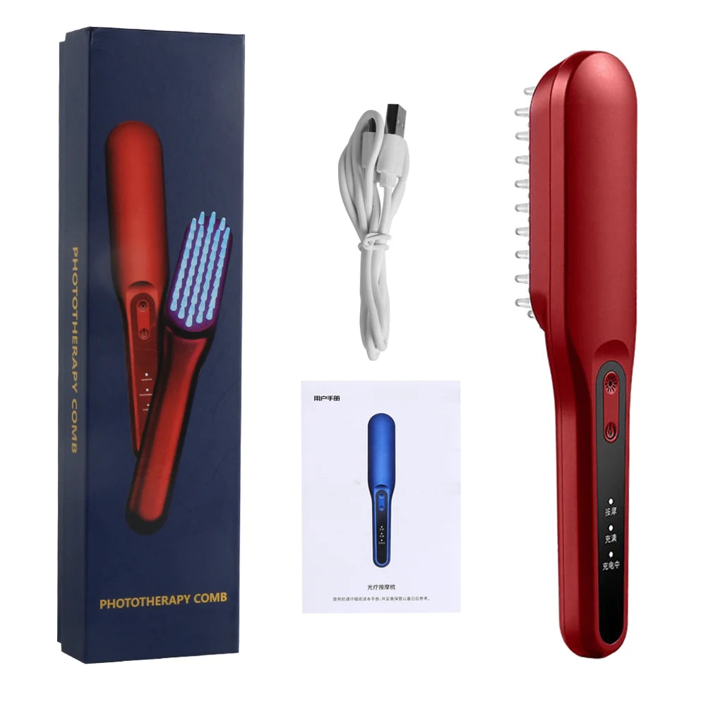 Head Massage Comb Anti Hair Loss Infrared Hair Growth Comb Vibration Scalp Massager Red Blue Light Treatment Head Scalp Massage