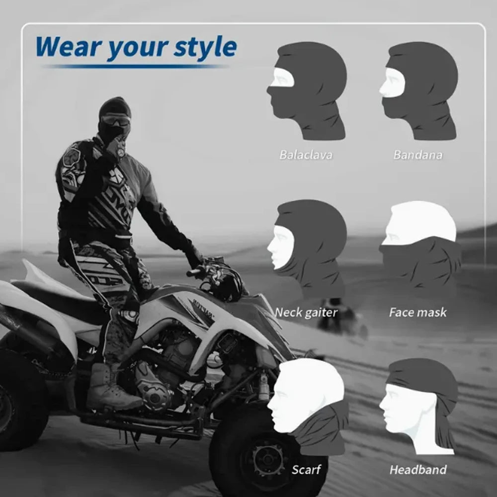 2pcs Breathable Black Balaclava Face Mask - Moisture-Wicking Polyester, Perfect for Cycling, Quick-Dry Outdoor Headgear