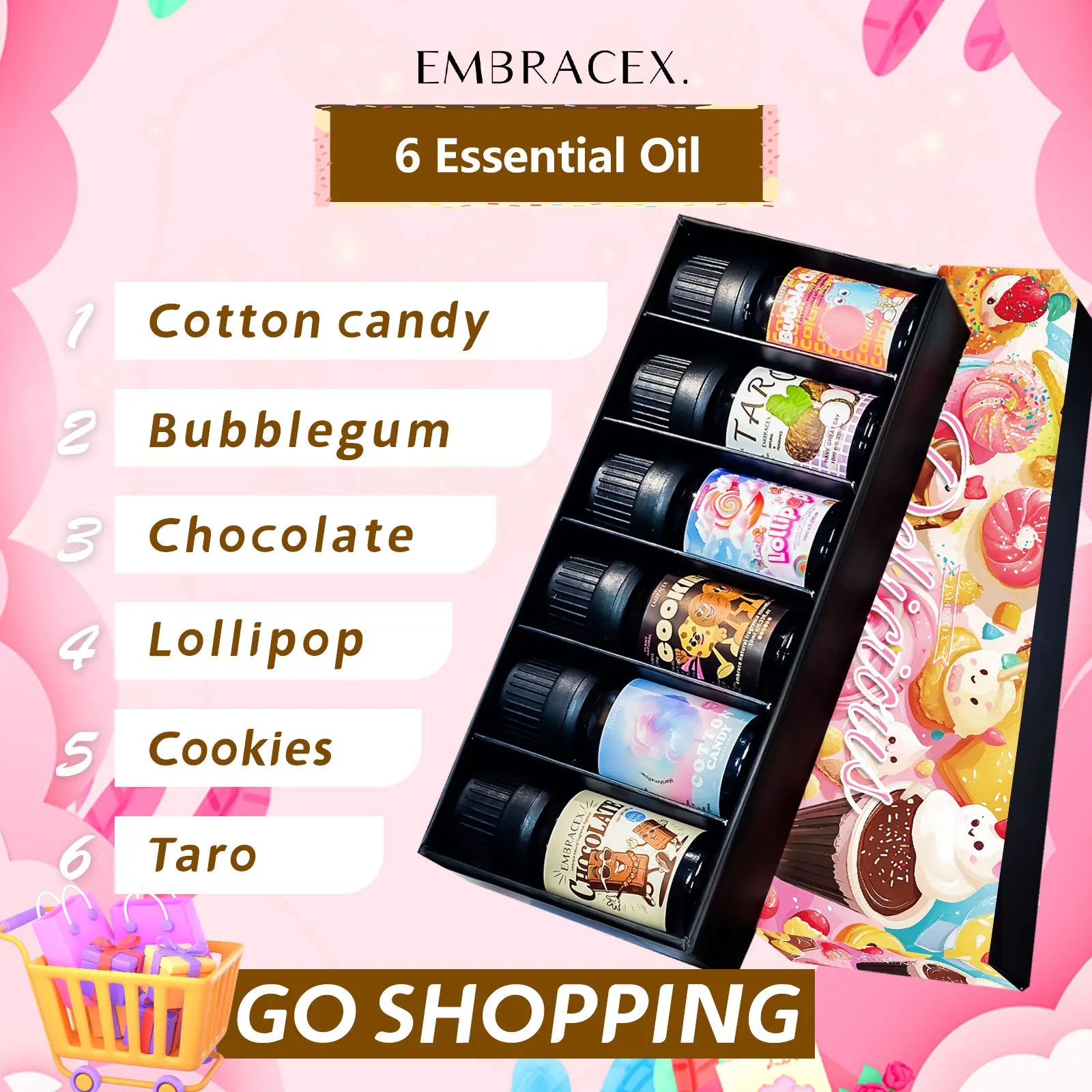 6PC/1PC 10ML Delicious Essential Oils Skincare Women Perfume Chocolate Cookies Lollipop Taro Cotton Candy Bubble Gum Sweet Gift
