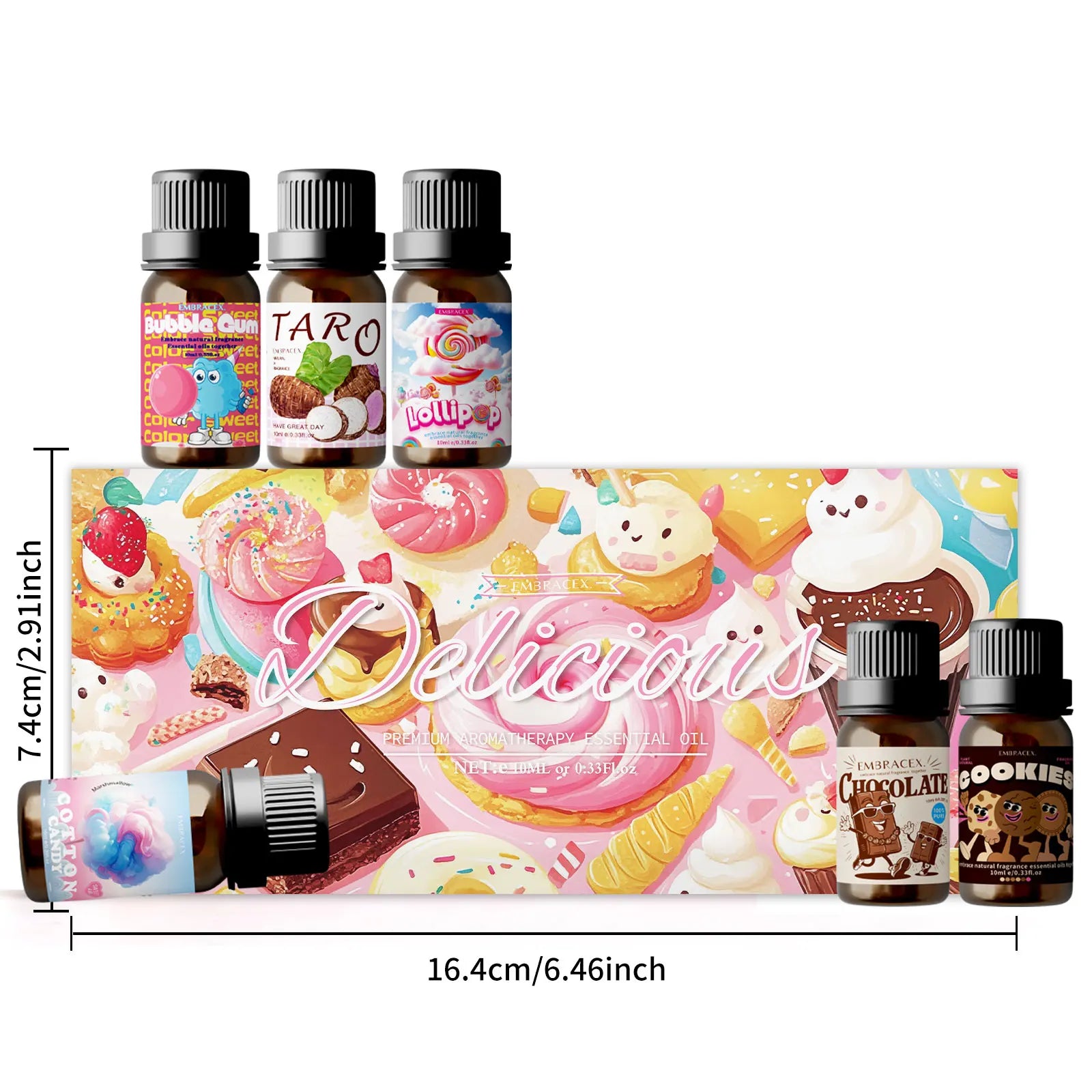 6PC/1PC 10ML Delicious Essential Oils Skincare Women Perfume Chocolate Cookies Lollipop Taro Cotton Candy Bubble Gum Sweet Gift