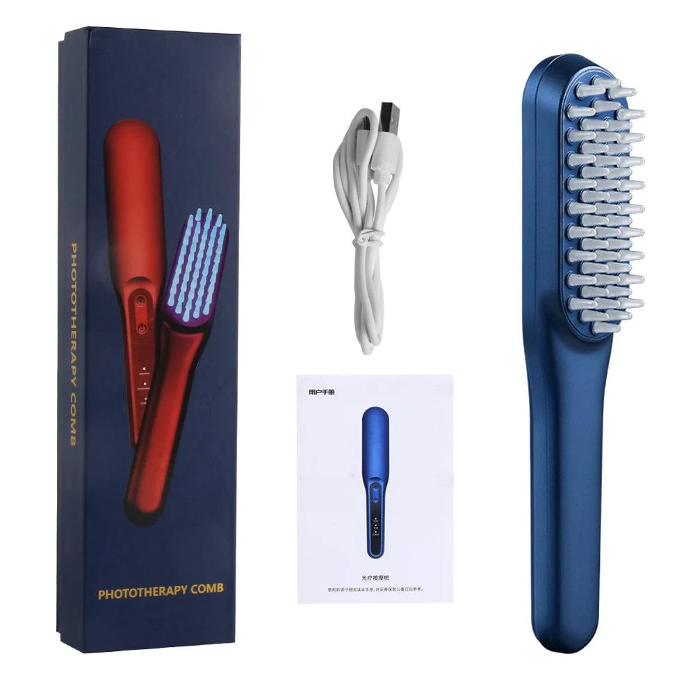 Head Massage Comb Anti Hair Loss Infrared Hair Growth Comb Vibration Scalp Massager Red Blue Light Treatment Head Scalp Massage