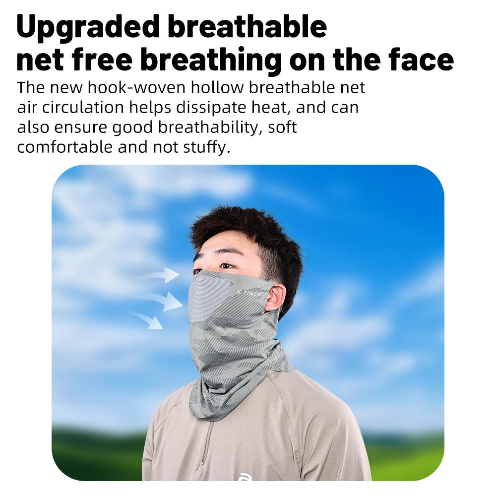 X-TIGER Cycling Face Mask Summer Ice Silk UV Protection Mask Breathable Quick Drying Sports Face Scarf Bike Motorcycle Mask