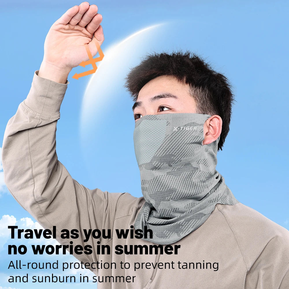 X-TIGER Cycling Face Mask Summer Ice Silk UV Protection Mask Breathable Quick Drying Sports Face Scarf Bike Motorcycle Mask