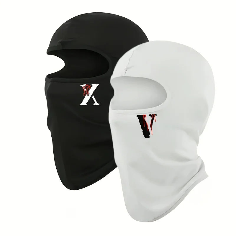 2pcs Breathable Black Balaclava Face Mask - Moisture-Wicking Polyester, Perfect for Cycling, Quick-Dry Outdoor Headgear