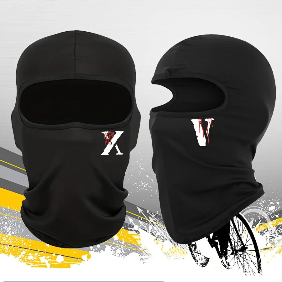 2pcs Breathable Black Balaclava Face Mask - Moisture-Wicking Polyester, Perfect for Cycling, Quick-Dry Outdoor Headgear