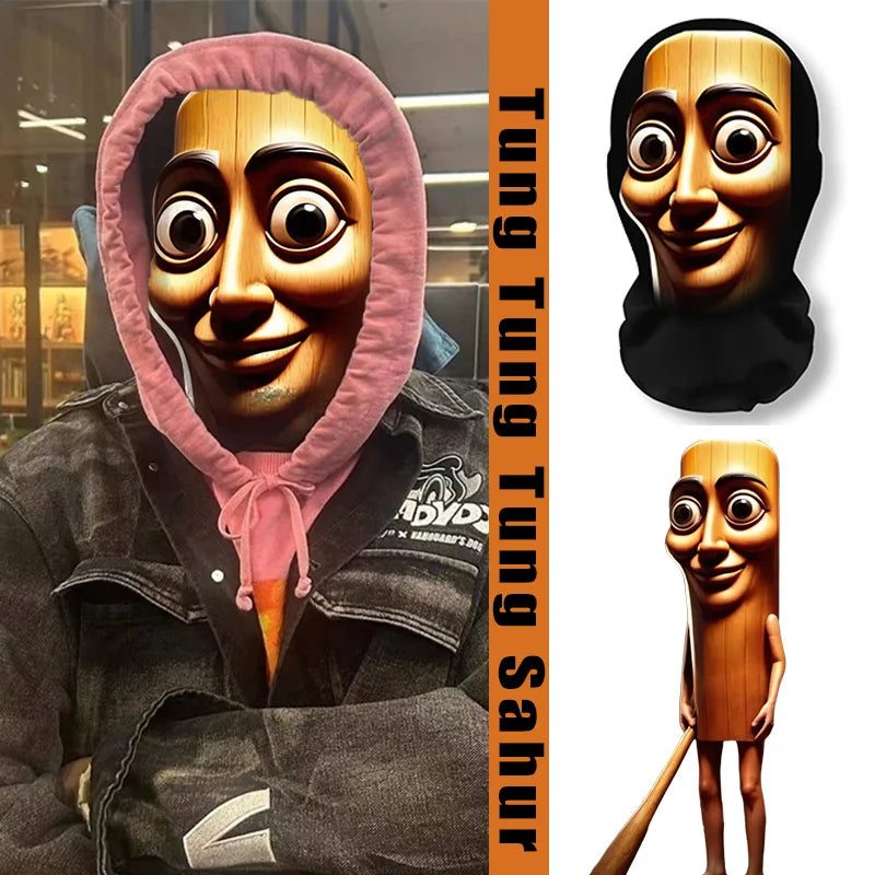 NEW 3D Printed Full Face Mask TungTungTung Sahur Mesh Mask For Men Party Supplies Funny Cosplay Props Novel